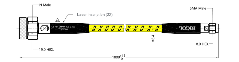 RIGOL CB-NM-SMAM-100-L-18G ВЧ-кабель N(M)–SMA(M), 100 см, DC–18 ГГц