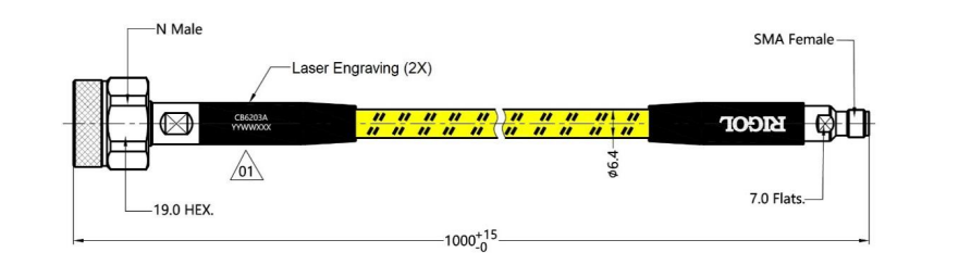 RIGOL CB6203A ВЧ-кабель N(M)–SMA(F), 100 см, DC–18 ГГц