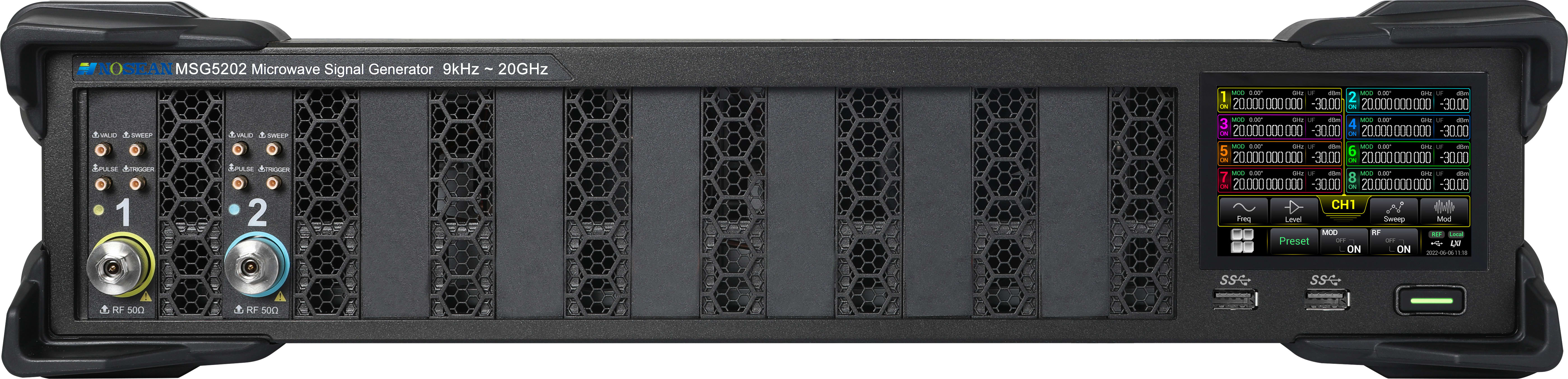 Rigol MSG5202 генератор РЧ сигналов, 2 канала, частотный диапазон от 9 кГц до 20 ГГц, выходная мощность 20 мВт.